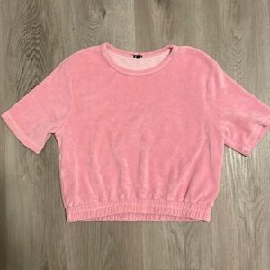 Cute Pink Terry Cropped Crew